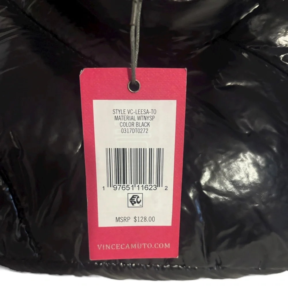 Vince Camuto Tote Quilted Black Nylon Puffer Tote Bag Leesa Shoulder Bag Zip Top - Picture 16 of 16